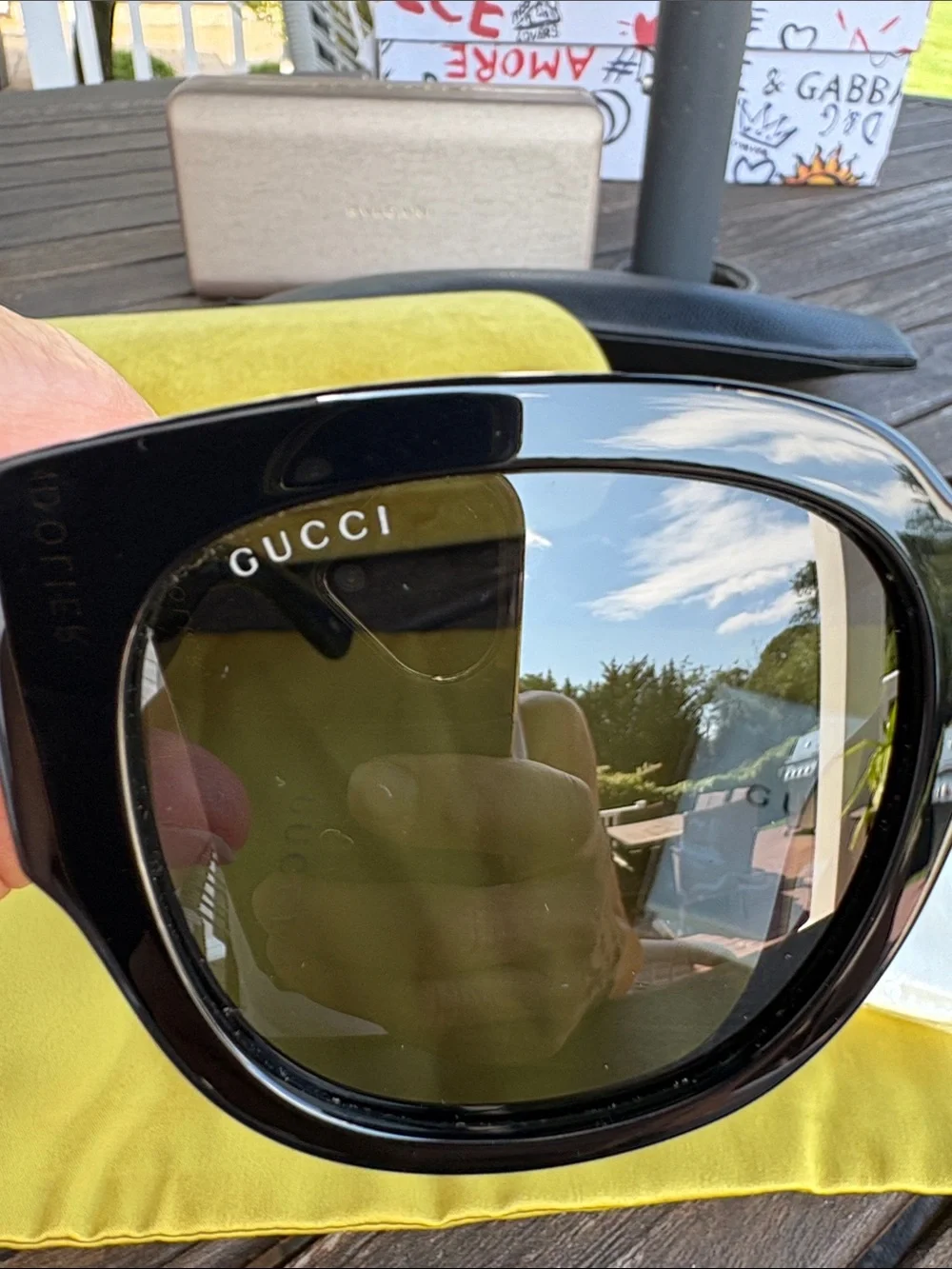 Gucci Black Oversized Square Sunglasses with Dark Lenses